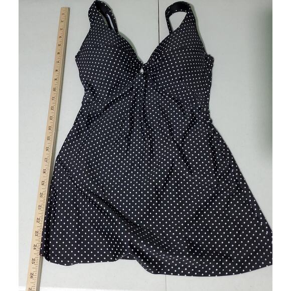 Shore Shapes New Womens Polka Dot Swimdress Size 10 Beach Travel Preppy Classic - Picture 3 of 6